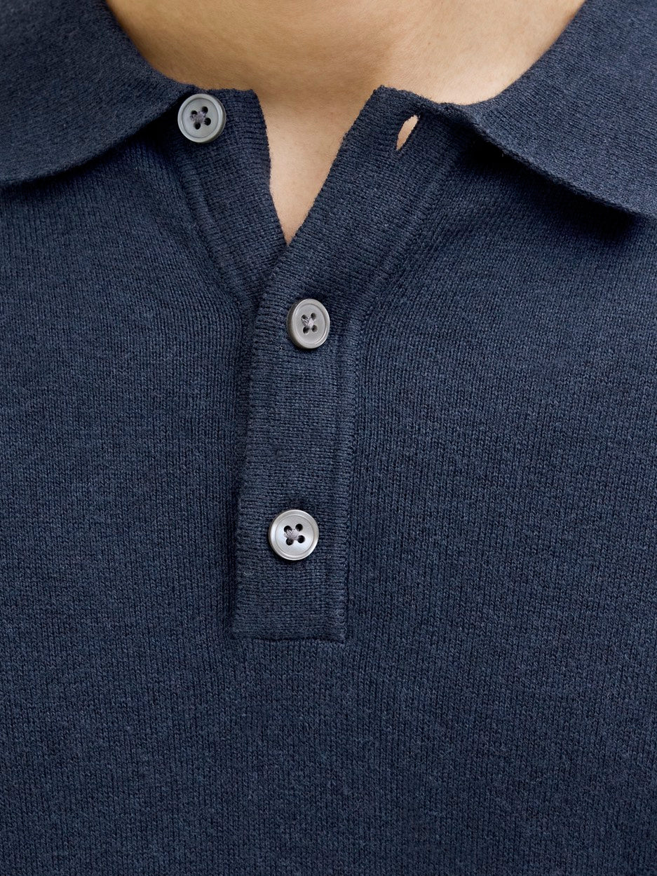 Jjeemil Knit Relaxed Polo Ss Sn - Navy