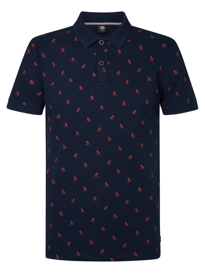 Men Polo Short Sleeve - Blauw Dessin