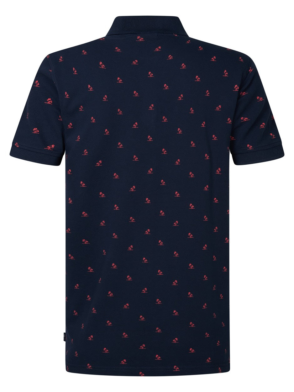 Men Polo Short Sleeve - Blauw Dessin