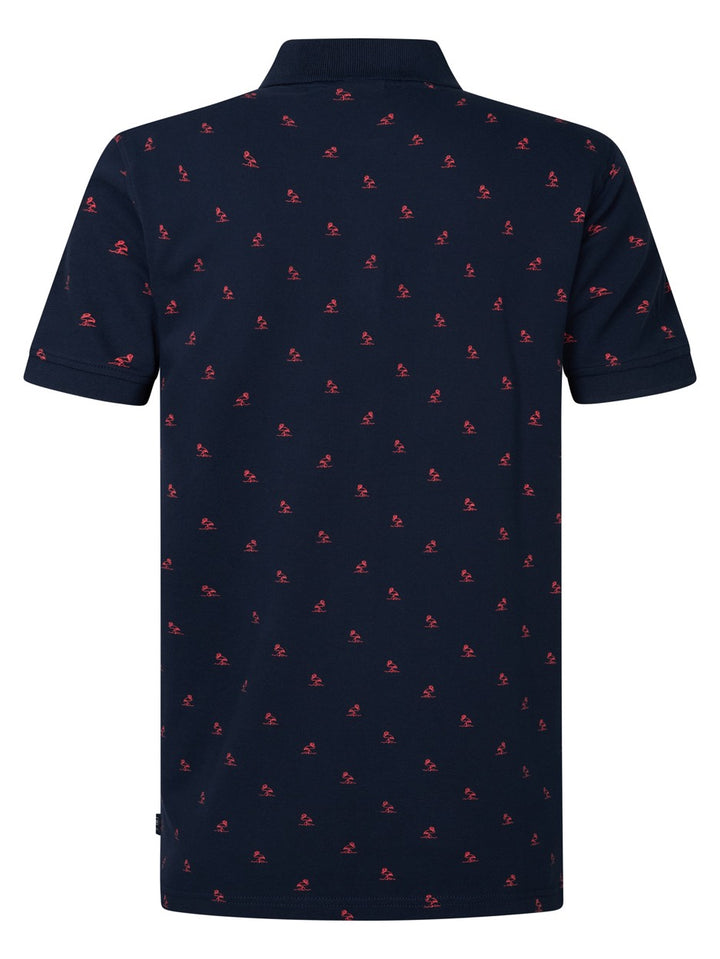 Men Polo Short Sleeve - Blauw Dessin