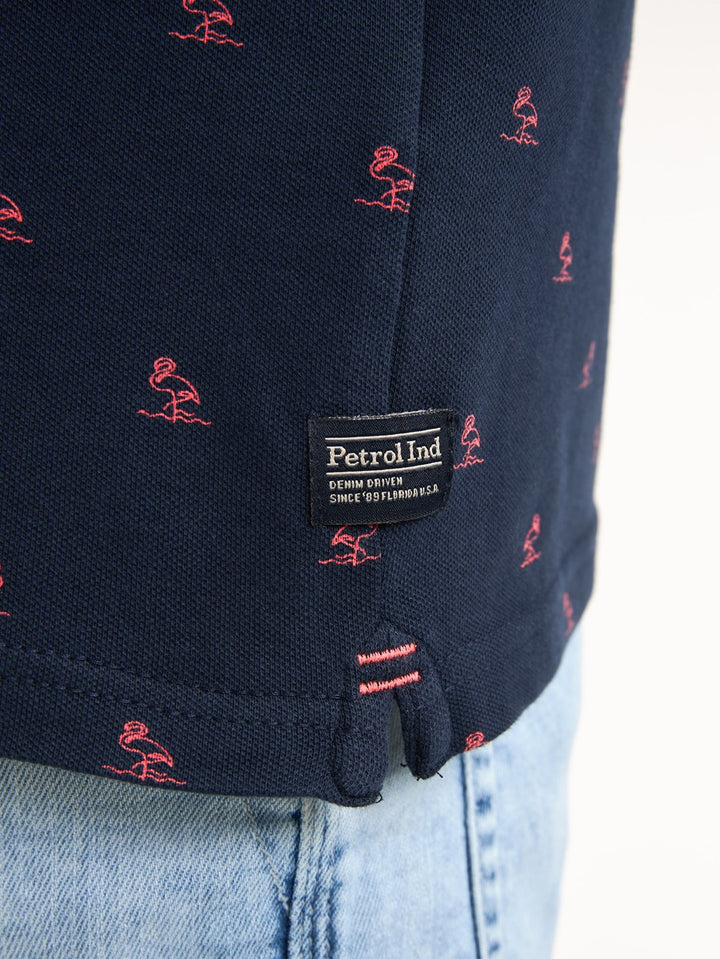 Men Polo Short Sleeve - Blauw Dessin