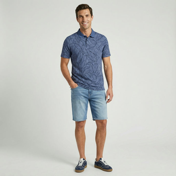 Ateyos Polo Print Navy - Blauw Dessin