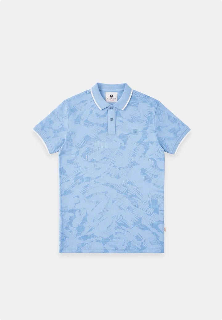 Polo, Korte Mouw Met Structuur - Blauw Dessin