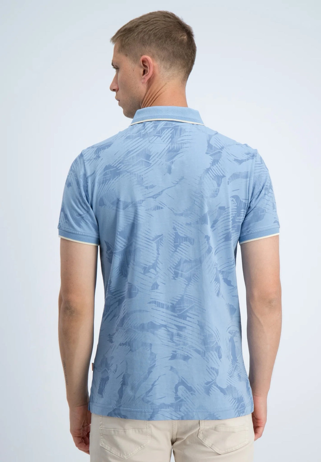 Polo, Korte Mouw Met Structuur - Blauw Dessin