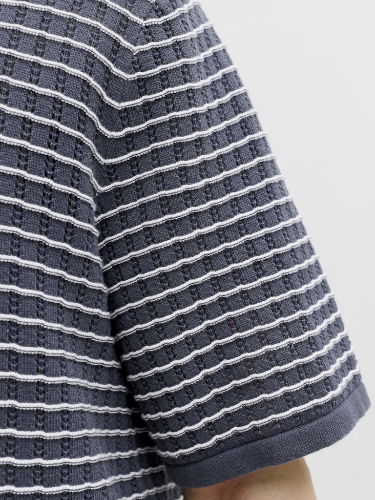 Jornantucket Knit Split Neck Polo - Blauw Dessin