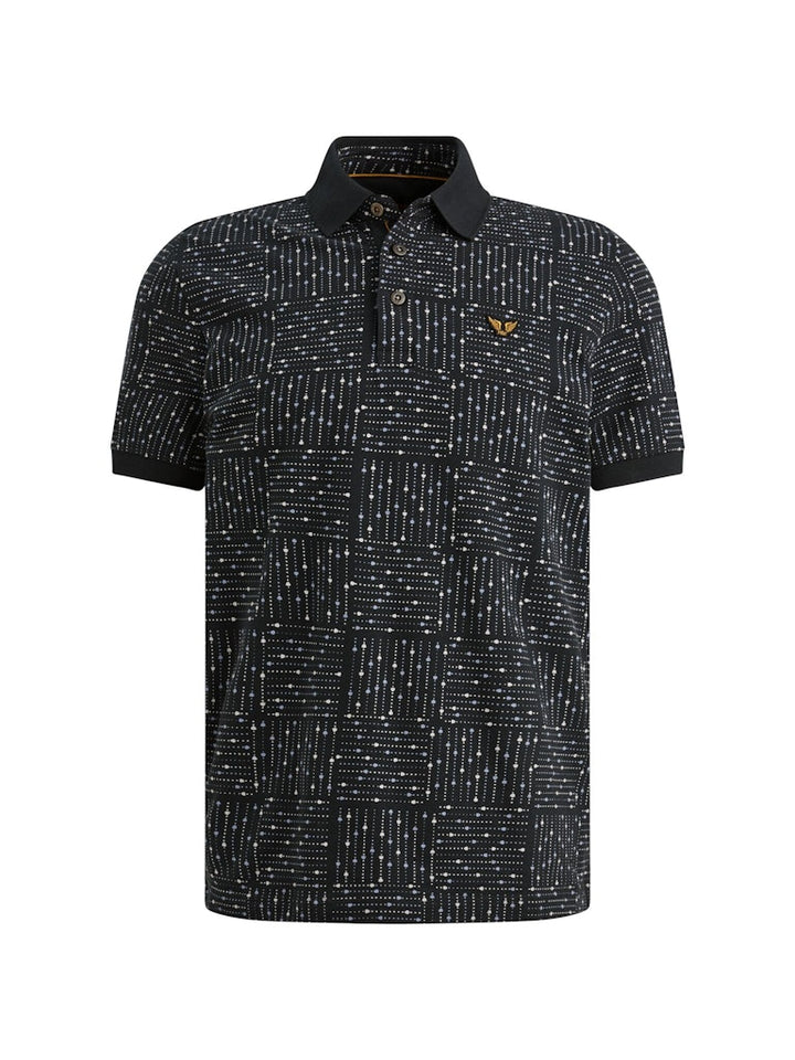Short Sleeve Polo Printed Fine Piq - Blauw Dessin