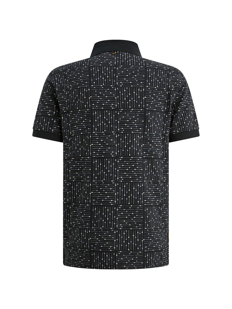 Short Sleeve Polo Printed Fine Piq - Blauw Dessin