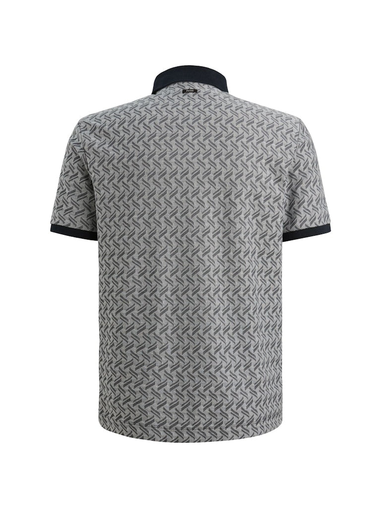 Short Sleeve Polo Jacquard Blend - Blauw Dessin