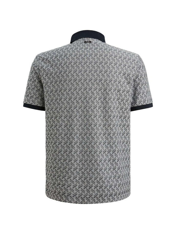 Short Sleeve Polo Jacquard Blend - Blauw Dessin