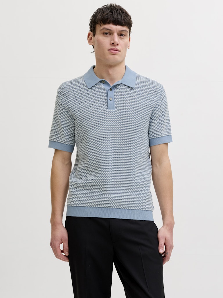 Jprblukingsley Knit Polo Ss - Blauw Dessin