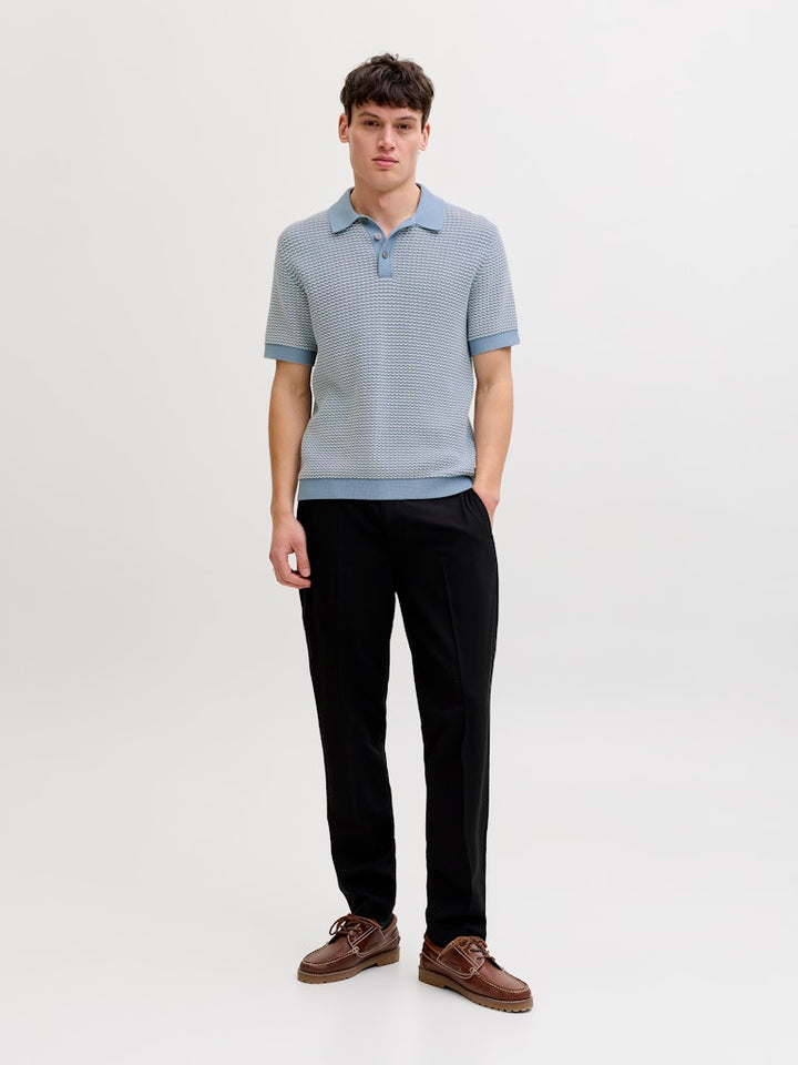 Jprblukingsley Knit Polo Ss - Blauw Dessin