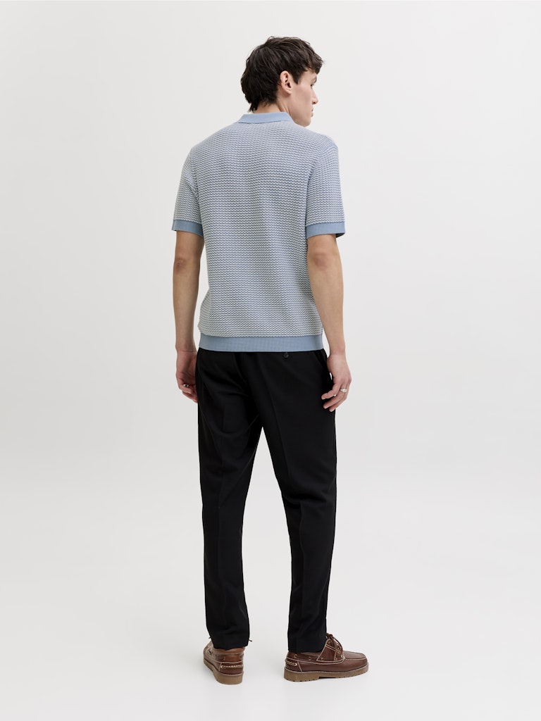 Jprblukingsley Knit Polo Ss - Blauw Dessin