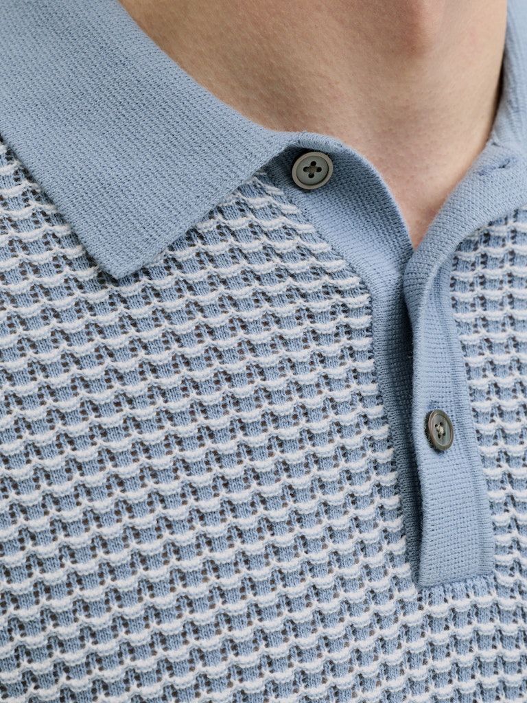 Jprblukingsley Knit Polo Ss - Blauw Dessin
