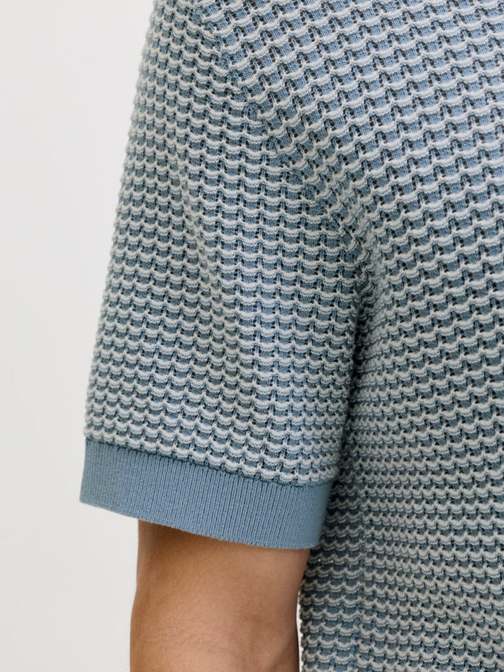Jprblukingsley Knit Polo Ss - Blauw Dessin