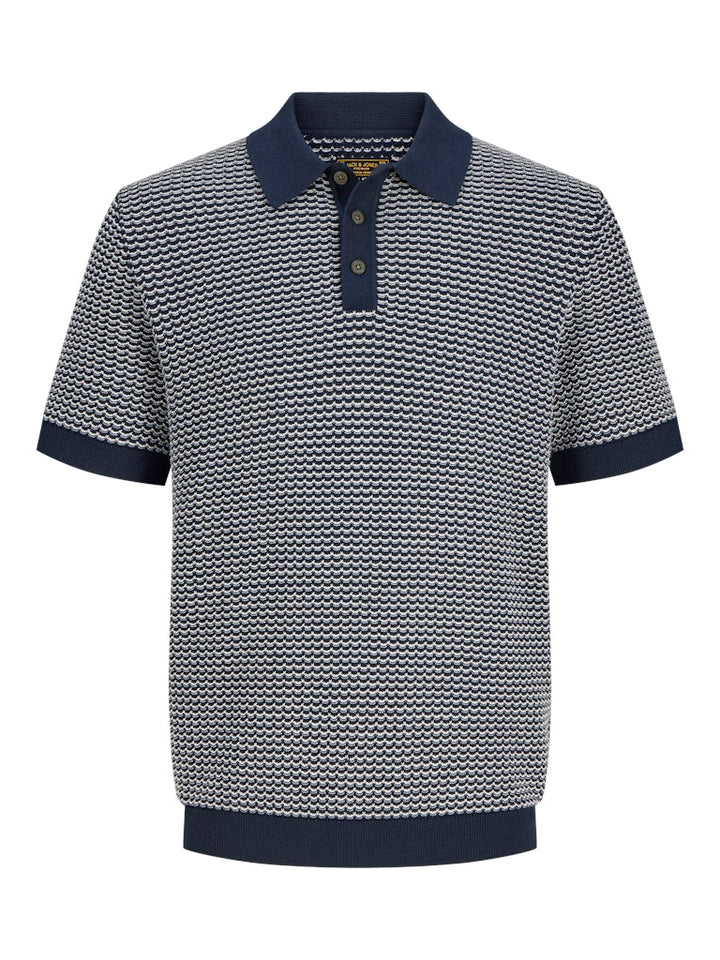 Jprblukingsley Knit Polo Ss - Blauw Dessin
