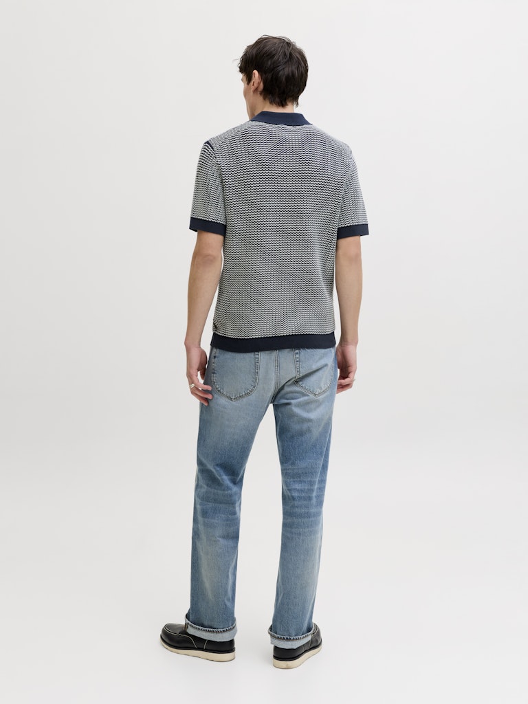 Jprblukingsley Knit Polo Ss - Blauw Dessin