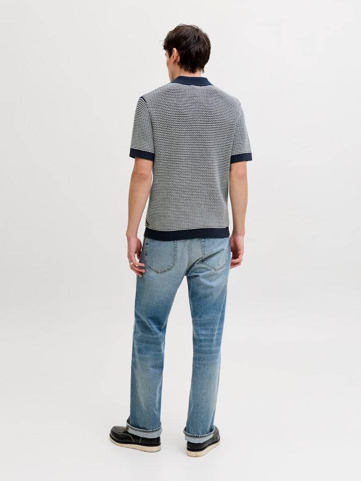 Jprblukingsley Knit Polo Ss - Blauw Dessin