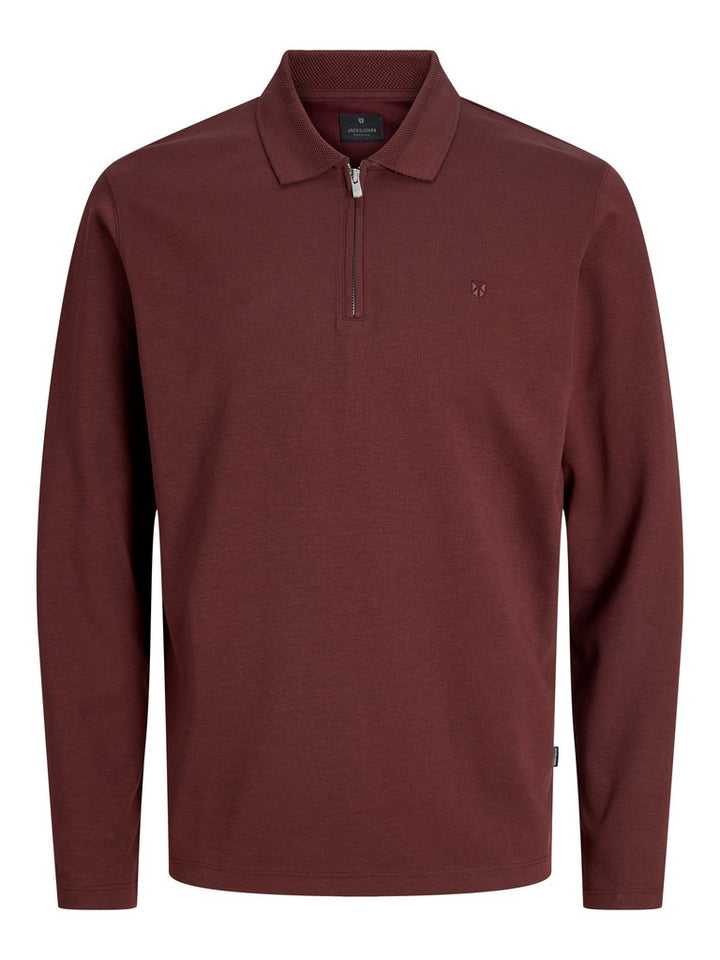 Jprblaethan Ls Zip Polo - Bordeaux