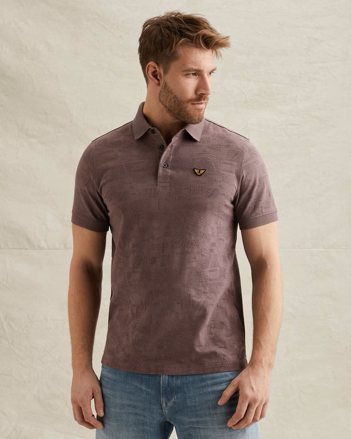 Short Sleeve Polo Jacquard Jersey - Mauve