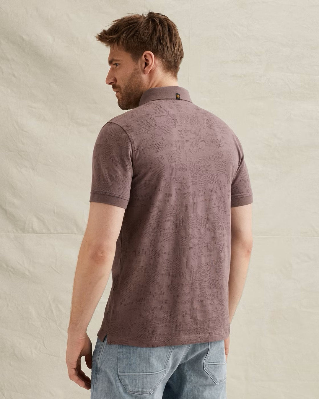 Short Sleeve Polo Jacquard Jersey - Mauve