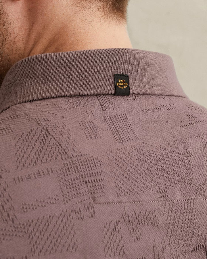 Short Sleeve Polo Jacquard Jersey - Mauve