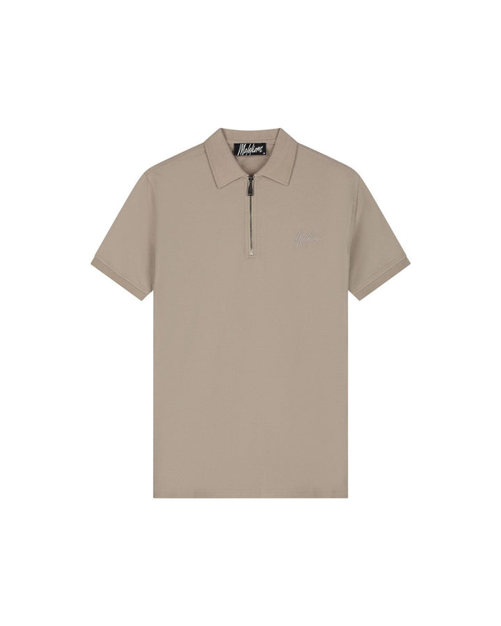 Monogram Zip Polo - Taupe
