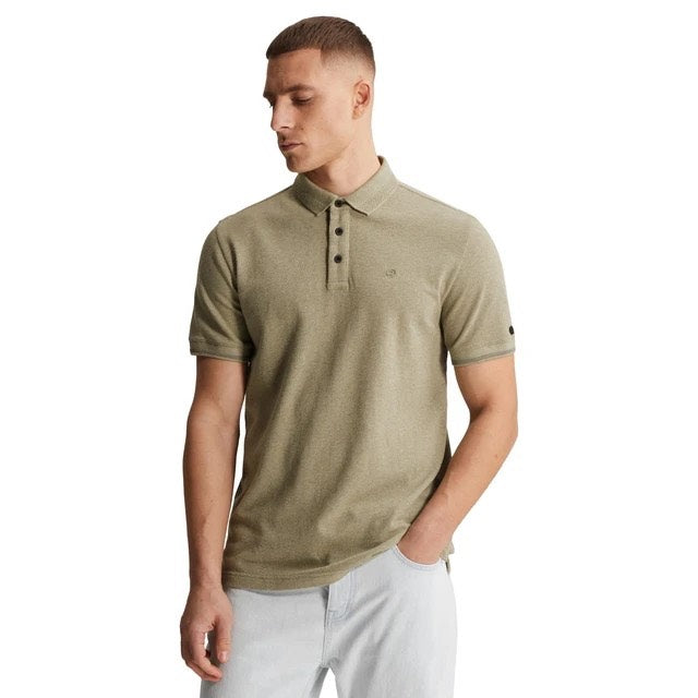 Short Sleeve Polo Slim Fit Popcorn - Lichtgrijs