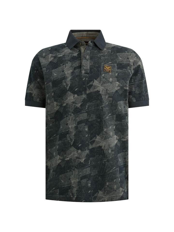 Short Sleeve Polo Printed Two Tone - Grijs Dessin