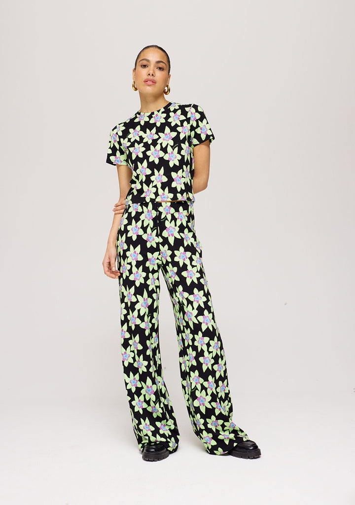 Harper and Yve SS25T104 lange broek dames groen dessin