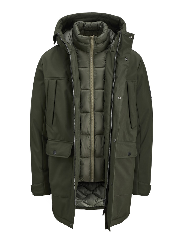 Jjfinn Softshell Parka - Donkergroen