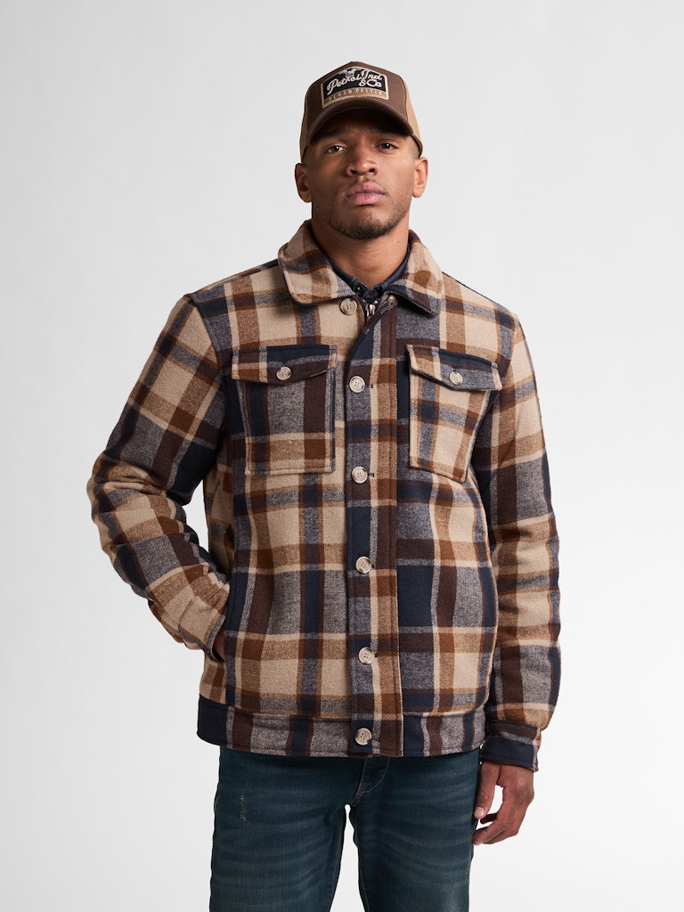 Men Jacket Wool - Bruin Dessin