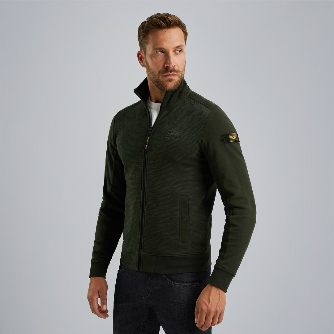 Zip Jacket Jacquard Interlock Swea - Donkergroen