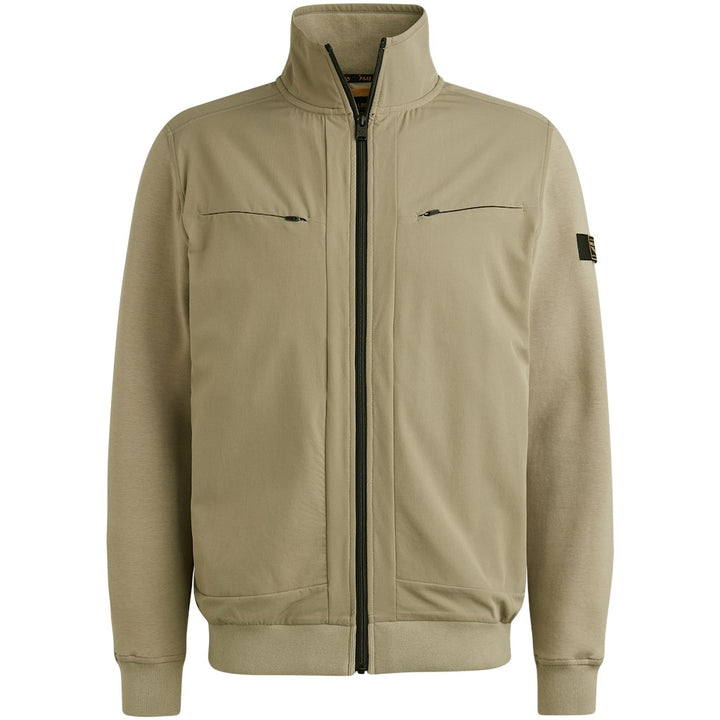 Zip Jacket Interlock Mix Nylon - Olijf