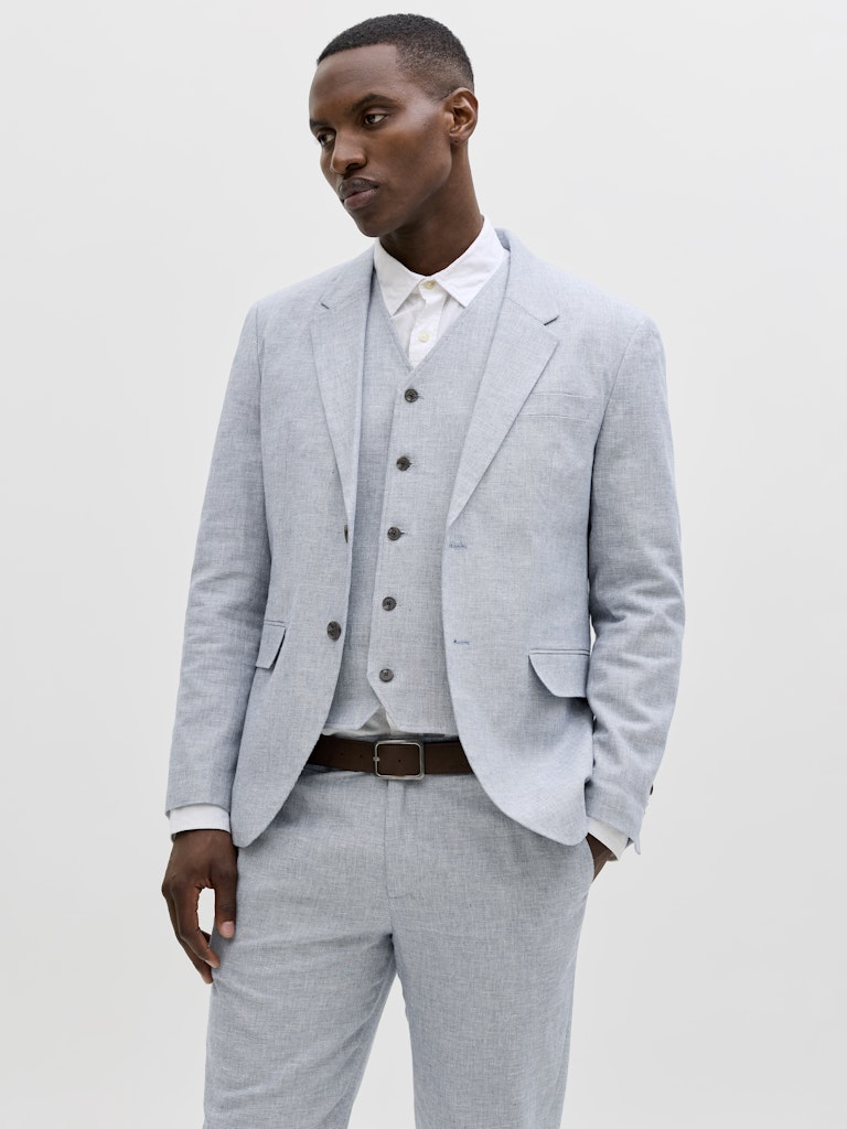 Jprmartin Summer Blz Linen Blend No06 Sn - Blauw Melee