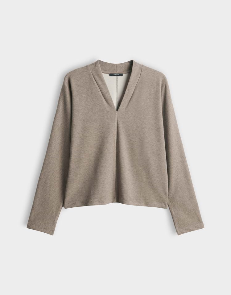 Opus Sadosa 10637313577475 top l/m dames bruin dessin