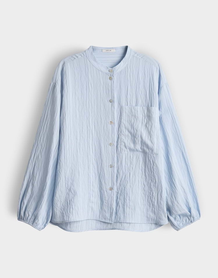 Opus Flaria blouse l/m dames blauw dessin