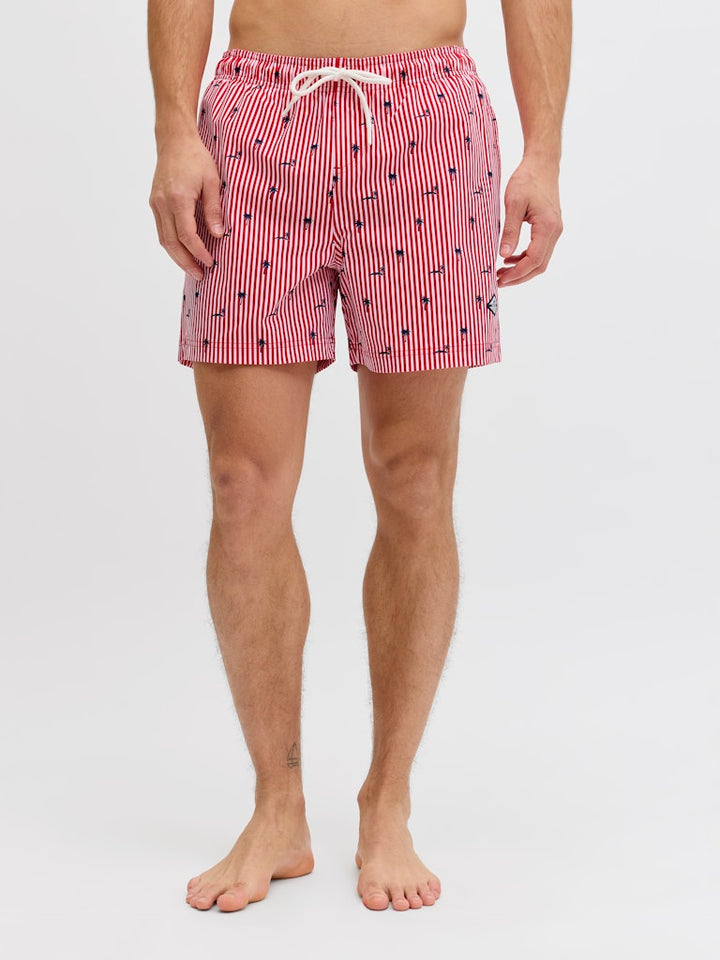 Jpstmaui Breeze Mini Stripe Swim Srt Sn - Rood Dessin