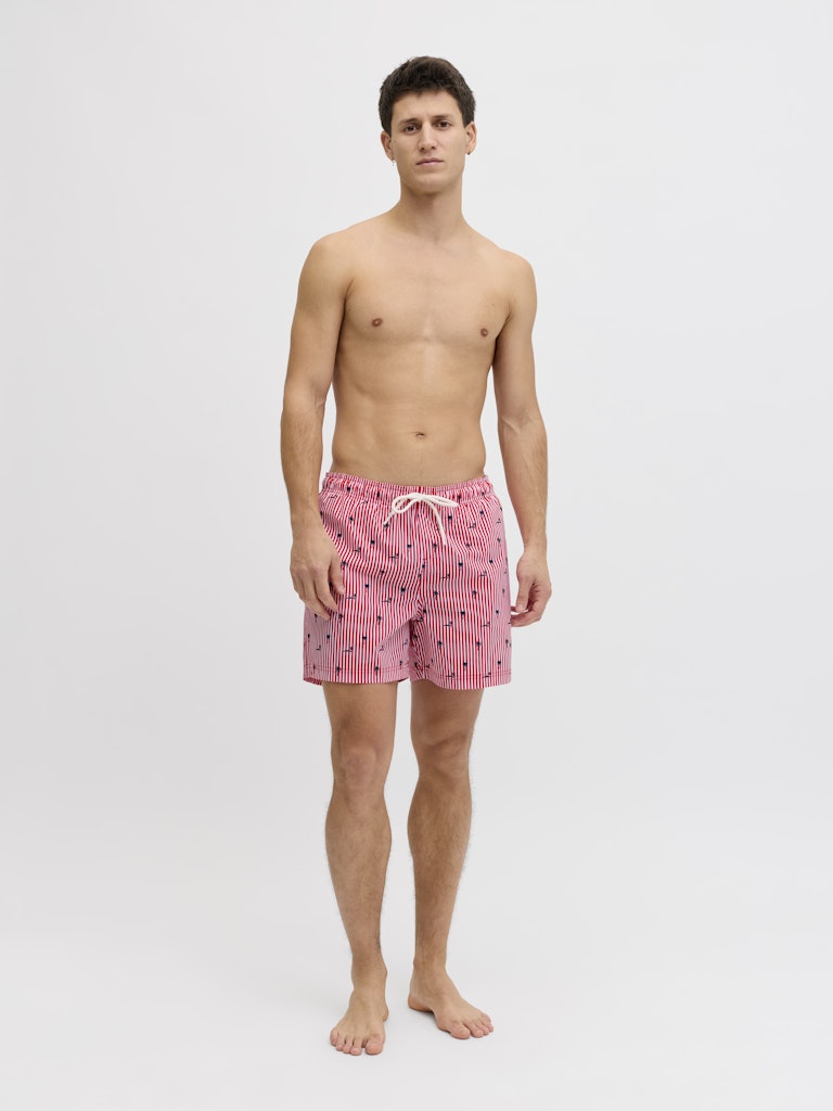 Jpstmaui Breeze Mini Stripe Swim Srt Sn - Rood Dessin