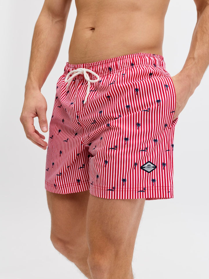 Jpstmaui Breeze Mini Stripe Swim Srt Sn - Rood Dessin