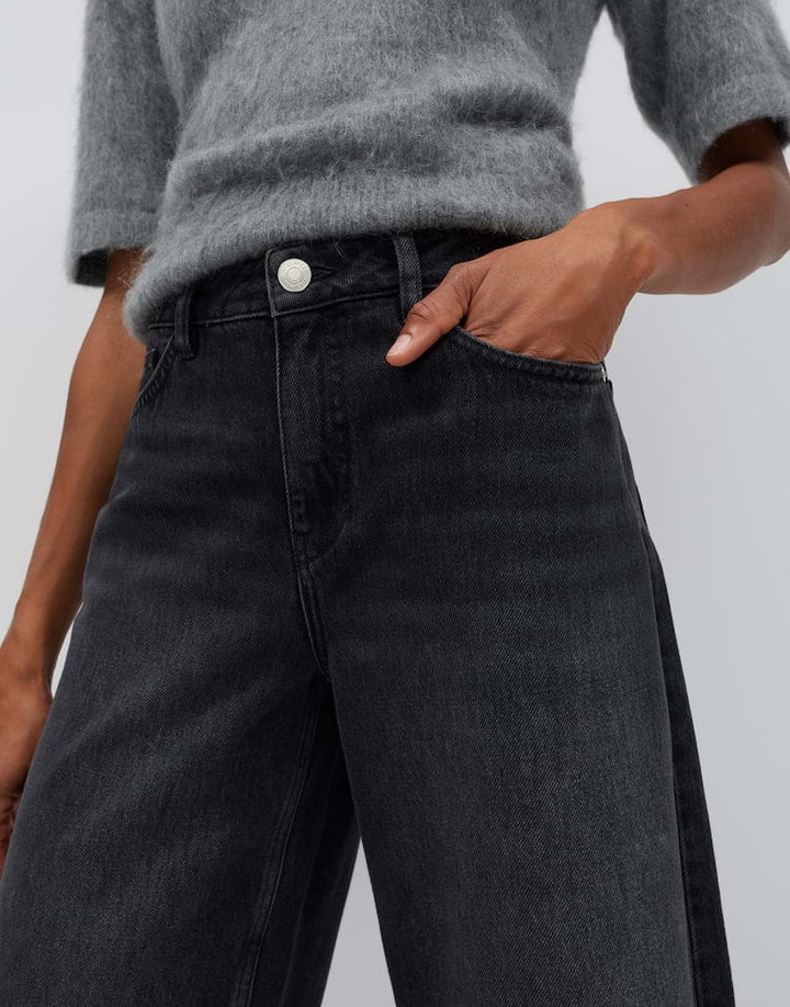 Opus Lolah Edit 10624114523465 jeans low croth-baggy fit black denim - L28