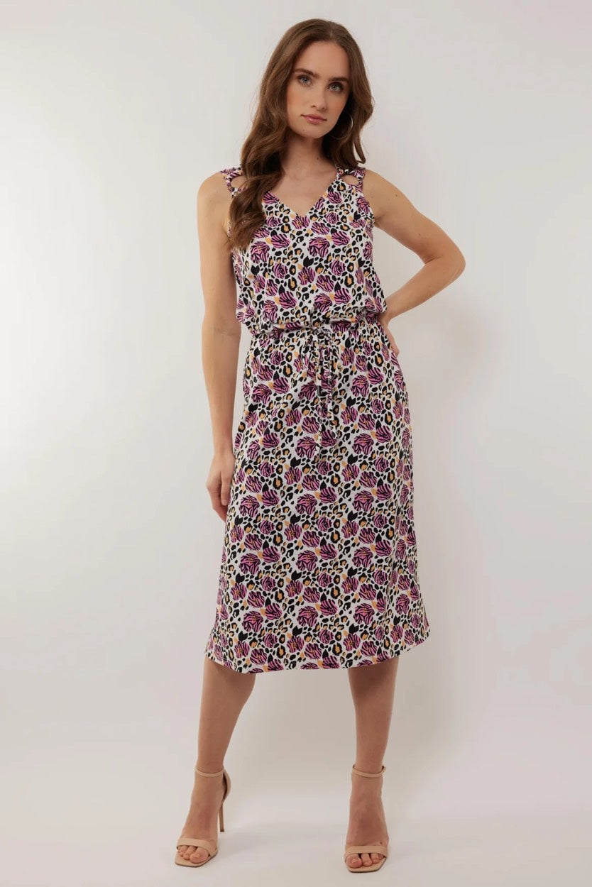 G-Maxx jurk midi dames wit dessin