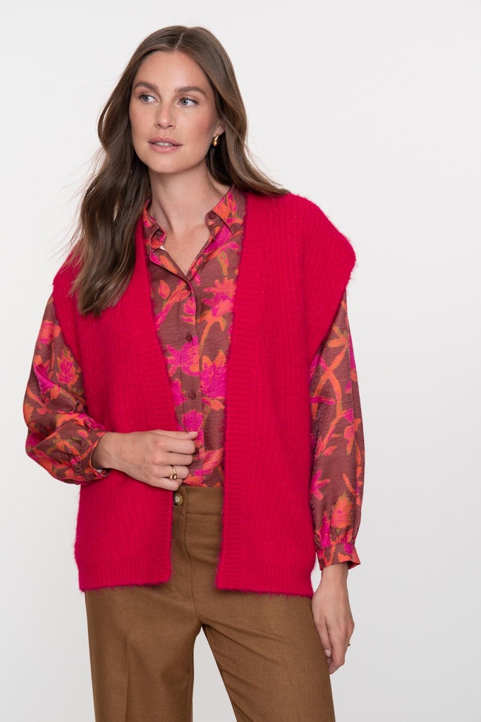 Geisha gilet gebreid fuchsia – dames