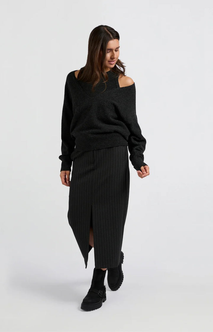 YAYA Women 01-401061-409 rok midi dames grijs dessin