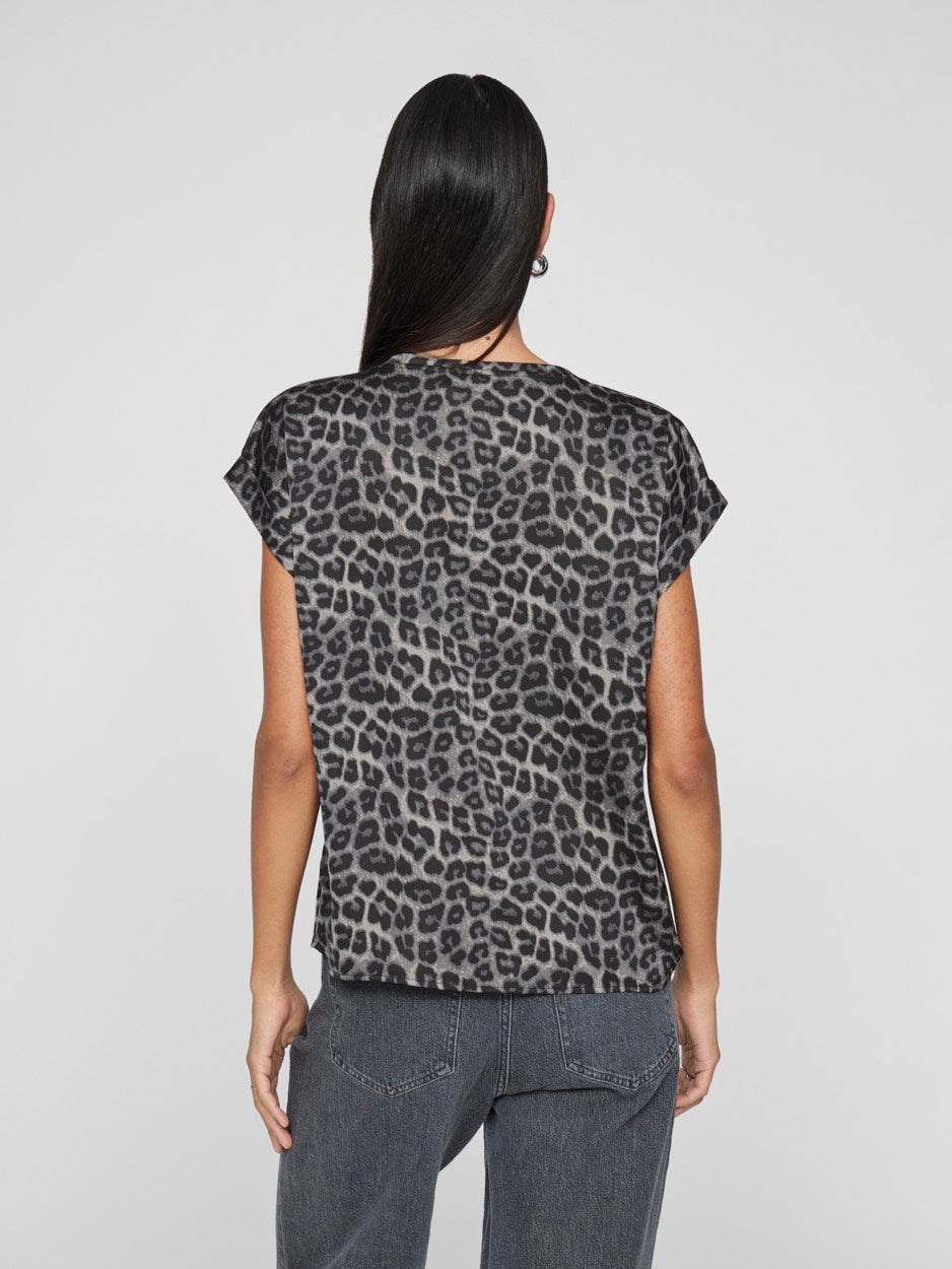 Vila ellette t-shirt k/m dames grijs dessin