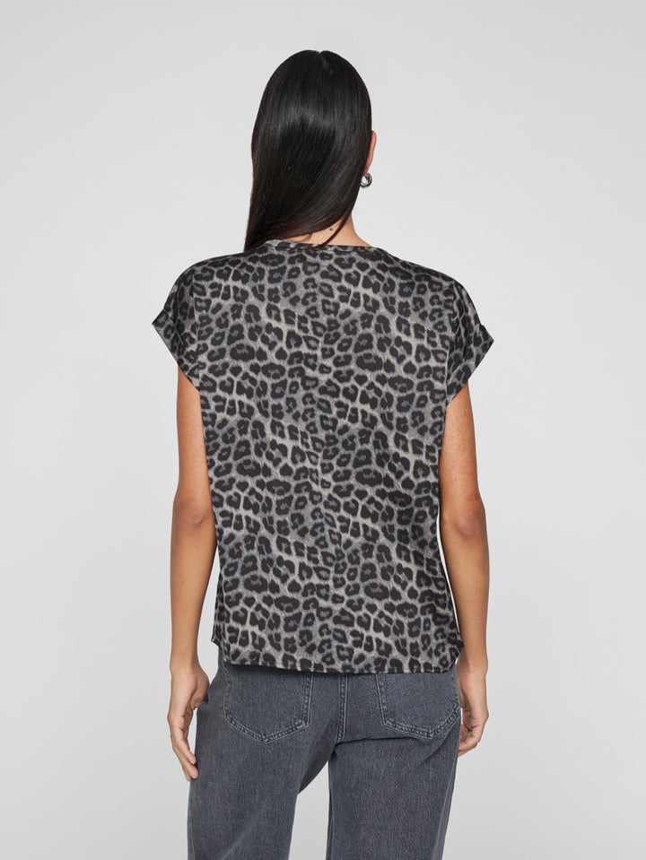Vila 14109246 ellette t-shirt k/m dames grijs dessin