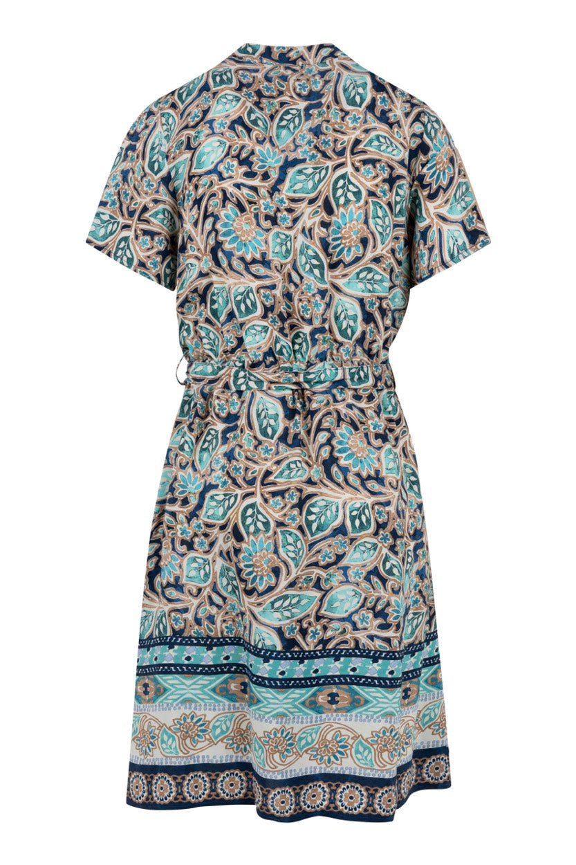 Elvira Casuals E2 25-035 jurk midi dames blauw dessin