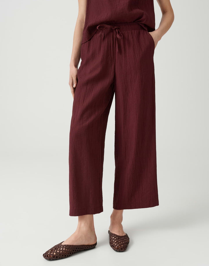 Opus Marou crinkled lange broek bordeaux – dames