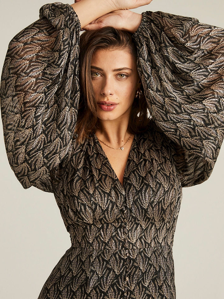 Freebird FAJR PAMPAS-PES-21-4 jurk maxi dames bruin dessin