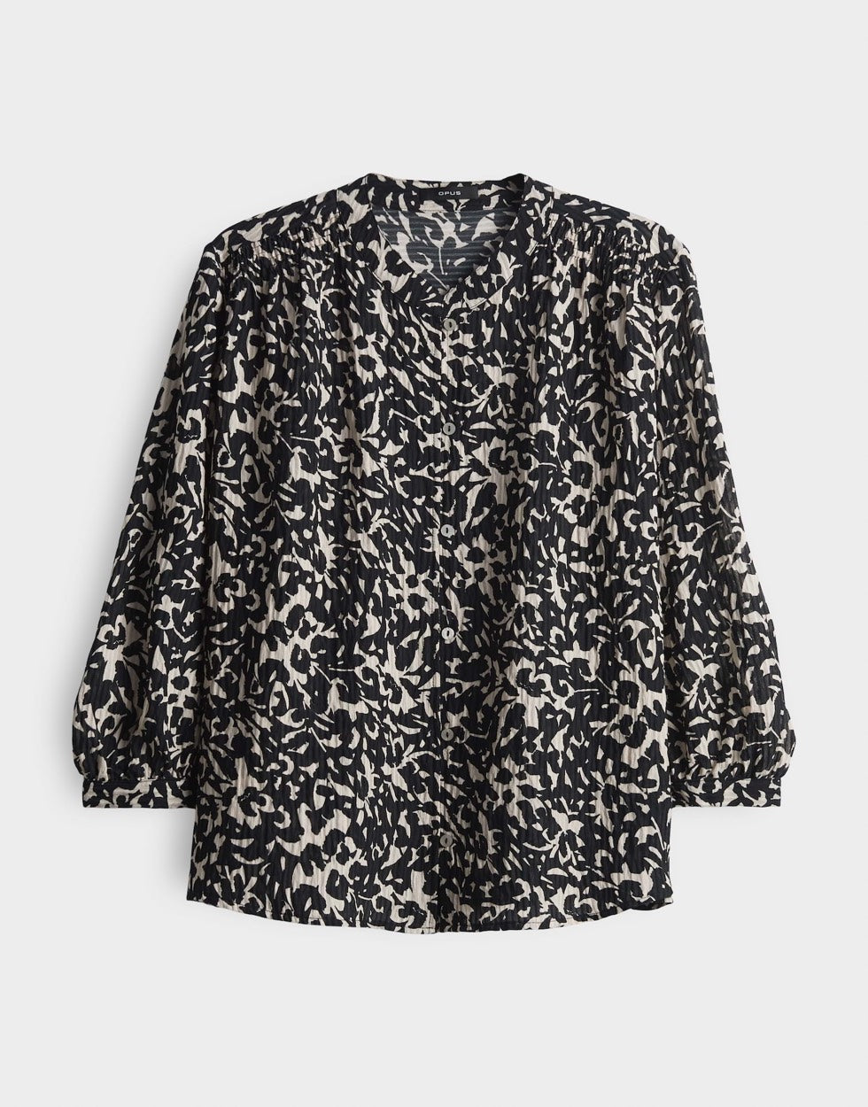 Opus Famelia 10397513054100 blouse l/m zwart dessin – dames