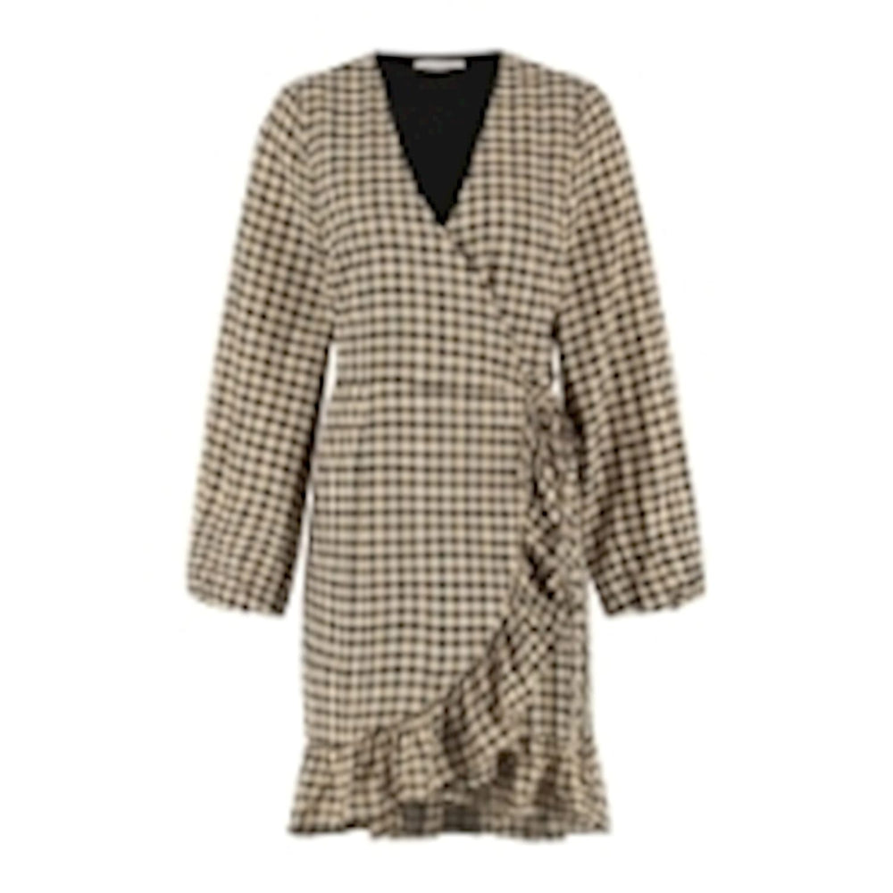 Freebird Rosy Ls Check-Small jurk midi dames zwart dessin